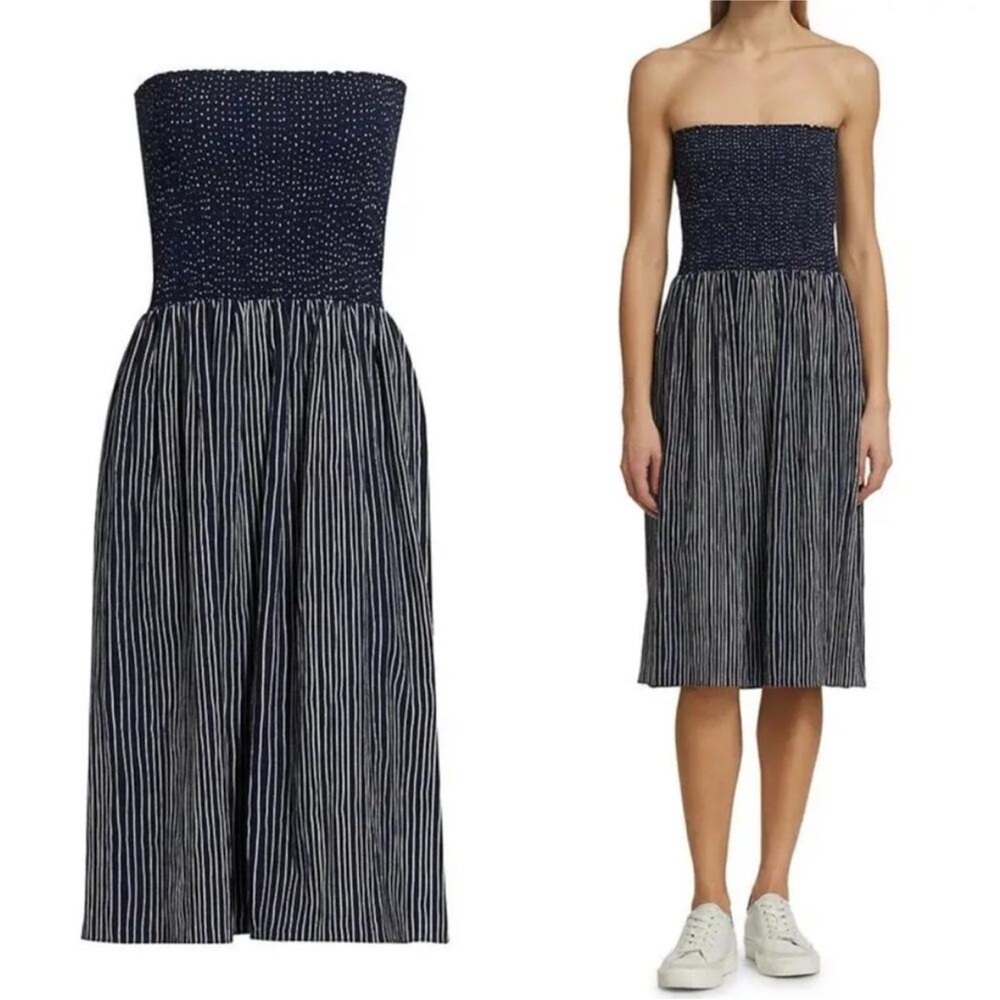 Rag & Bone Aster pinstripe strapless smocked dress size M